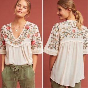 Anthropologie Jumel Embroidered Blouse